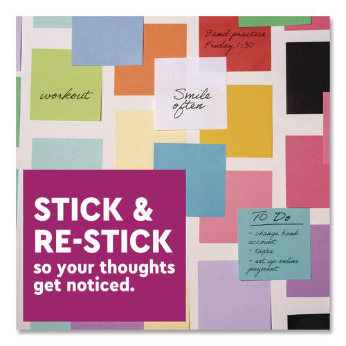 Super Sticky Note Pads In Playful Primary Colors, 3 X 3, Sunnyside, 90 Sheets/pad, 5 Pads/pack