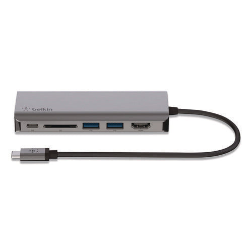 Connect 6-in-1 Usb-c Multiport Adapter Hub, 6-port, Gray