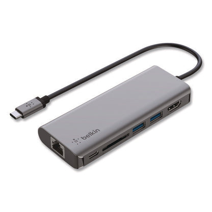 Connect 6-in-1 Usb-c Multiport Adapter Hub, 6-port, Gray