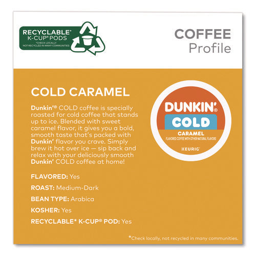 Cold Iced Coffee K-cups, Caramel, 0.44 Oz, 22/box