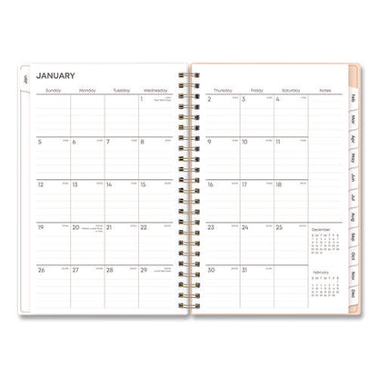 Natalya Weekly/monthly Planner, Abstract Artwork, 8 X 5, Peach-pink/white Cover, 12-month (jan To Dec): 2025