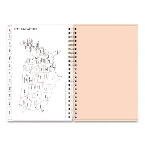 Natalya Weekly/monthly Planner, Abstract Artwork, 8 X 5, Peach-pink/white Cover, 12-month (jan To Dec): 2025