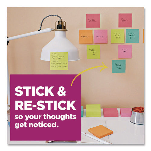 Super Sticky Notes, 3 X 3, Mulberry, 90 Sheets/pad, 5 Pads/pack