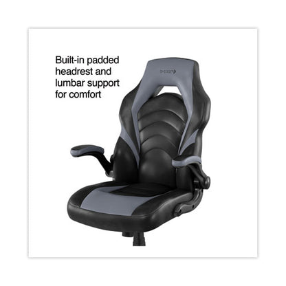 Vortex Bonded Leather Gaming Chair, Supports Up To 301 Lbs, 17.9" To 21.6" Seat Height, Gray/black Back, Black Base