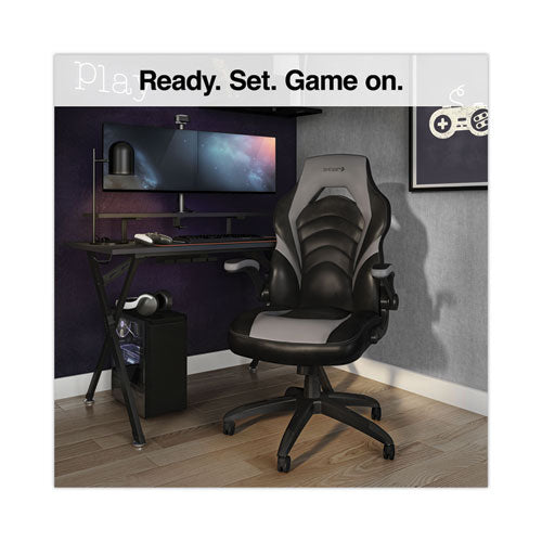 Vortex Bonded Leather Gaming Chair, Supports Up To 301 Lbs, 17.9" To 21.6" Seat Height, Gray/black Back, Black Base