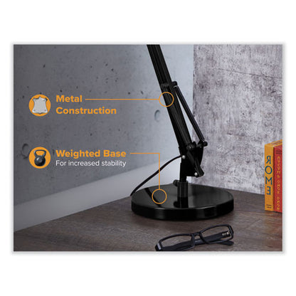 Swing Arm Desk Lamp, Multi-pivot Neck, 28.35" High, Black Base