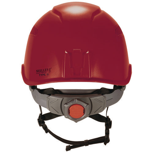 Skullerz 8977 Class C Safety Helmet With Adjustable Venting, 6-point Ratchet Suspension, Red