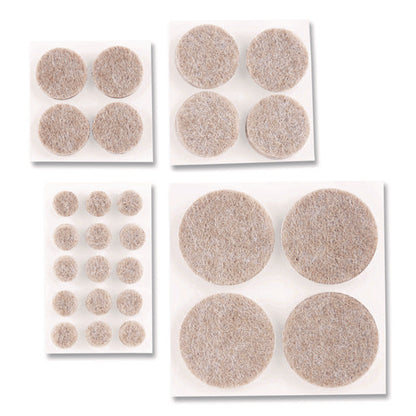 Felt Pad Protectors, Assorted Round, Beige, 78/pack