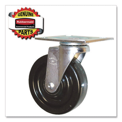 5-inch Swivel Plate Caster, 4.5" X 3.75" Plate Stem, Black