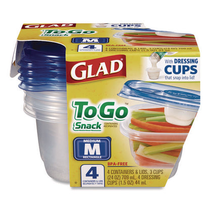 To Go Lunch Containers, 2 Compartments, 32 Oz, Plastic, 4/pack