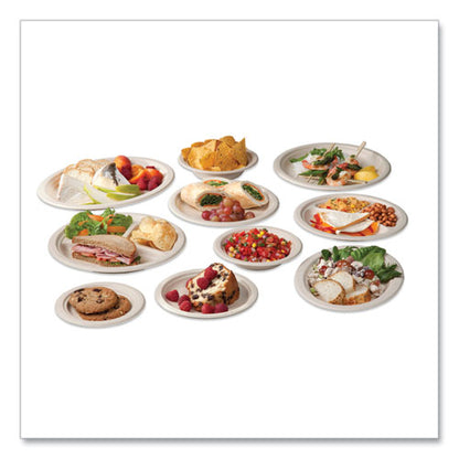 Nourish Molded Fiber Tableware, Compostable, Plate, Sugarcane, 10" Dia, White, 500/carton