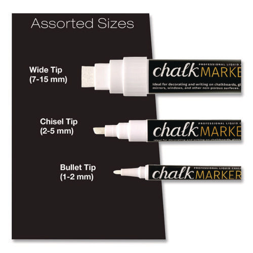 Liquid Chalk Markers, Assorted Tip Sizes And Types, White, 3/pack ...
