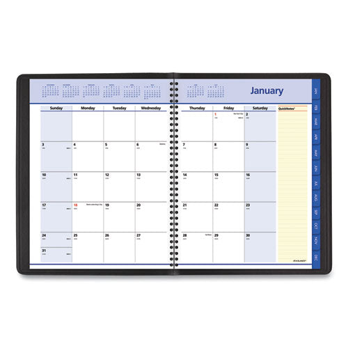 Quicknotes Monthly Planner, 11 X 8.25, Black Cover, 12-month (jan To Dec): 2024