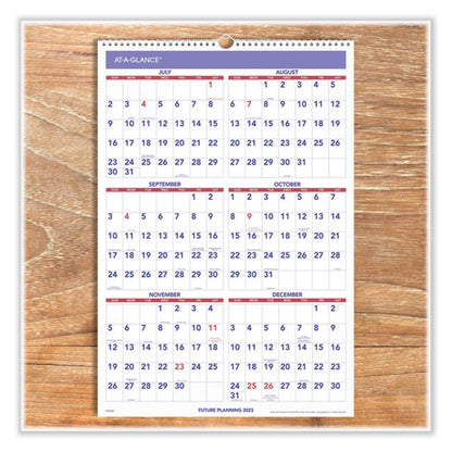 Academic Monthly Wall Calendar, 15.5 X 22.75, White/violet/red Sheets, 12-month (july-june): 2022-2023