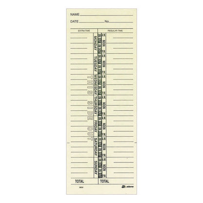 Time Cards For Acroprint, Amano And Lathem Time Clocks, One Side, 3.38" X 9", 200/pack