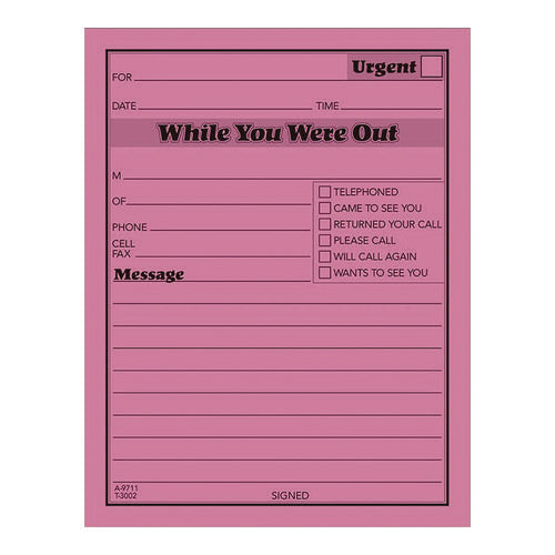 While You Were Out Memo Pad, One-part (no Copies), 4.25 X 5.5, 50 Forms/pad, 6 Pads/pack