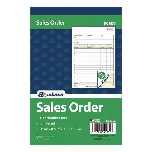 Multipart Sales Order Pad, Two-part Carbonless, 5.56 X 7.94, 50 Forms/pad, 10 Pads/box