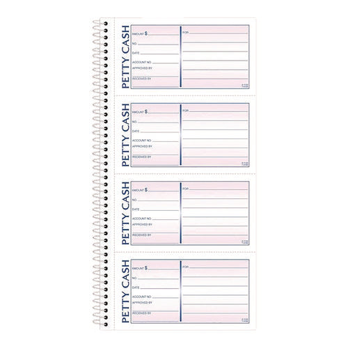 Petty Cash Receipt Book, Two-part Carbonless, 5 X 2.75, 4 Forms/sheet, 200 Forms Total