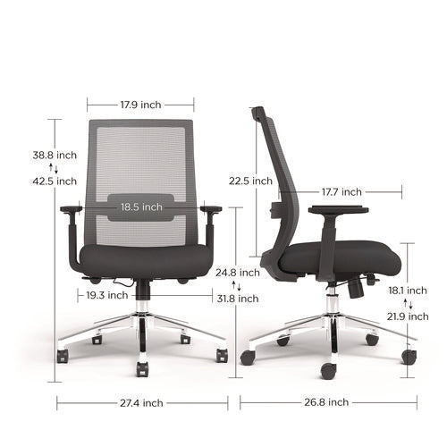 Ashdale Ergonomic Fabric Swivel Task Chair, Supports Up To 275 Lb, 18.15 To 21.89 Seat Height, Black Seat/back, Black Base