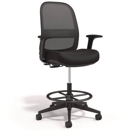 Kempton Fabric Mesh Task Stool, Supports Up To 275 Lb, 26.57 To 33.62 Seat Height, Black Seat, Black Back, Black Base