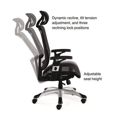 Minerva Ergonomic Mesh Swivel Task Chair, Supports Up To 275 Lb, 17.24 To 20.98 Seat Height, Gray Seat, Gray Back, Black Base