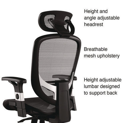 Minerva Ergonomic Mesh Swivel Task Chair, Supports Up To 275 Lb, 17.24 To 20.98 Seat Height, Gray Seat, Gray Back, Black Base