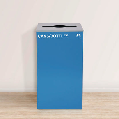 29 Gallon Trash/recycling Cans, Steel, Blue Cans/bottles Recycling Can With Mixed Lid