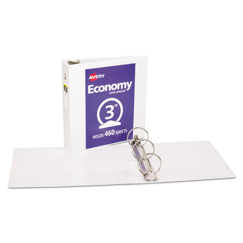 Economy View Binder With Round Rings , 3 Rings, 3" Capacity, 11 X 8.5, White, (5741)