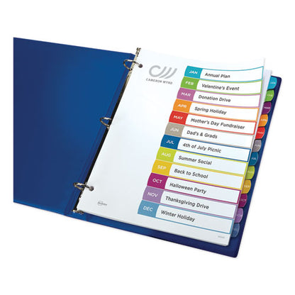 Customizable Toc Ready Index Multicolor Tab Dividers, 12-tab, Jan. To Dec., 11 X 8.5, White, Contemporary Color Tabs, 1 Set