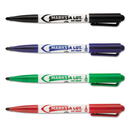 Marks A Lot Pen-style Dry Erase Markers, Medium Bullet Tip, Assorted Colors, 4/set (24459)