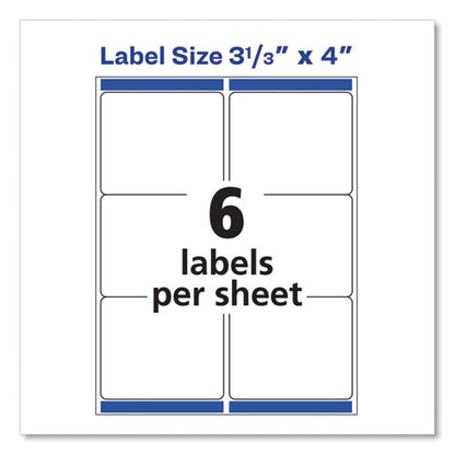 Shipping Labels W/ Trueblock Technology, Inkjet Printers, 3.33 X 4, White, 6/sheet, 100 Sheets/box