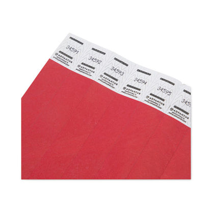 Crowd Management Wristbands, Sequentially Numbered, 9.75" X 0.75", Red, 500/pack