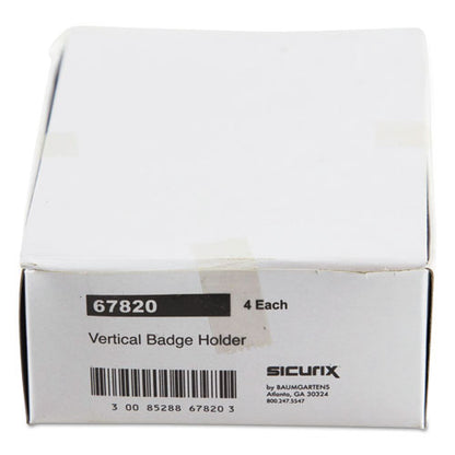 Sicurix Badge Holder, Vertical, 2.75 X 4.13, Clear, 12/pack
