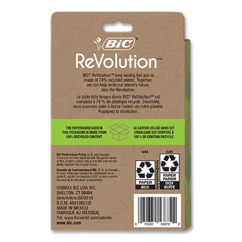 Revolution Round Stic Ballpoint Pen, Medium 1 Mm, Black Ink, Clear Barrel, 10/pack