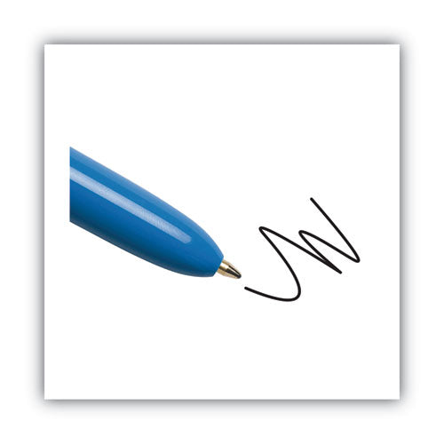 4-color Multi-function Ballpoint Pen, Retractable, Medium 1 Mm, Black/blue/green/red Ink, Blue/white Barrel