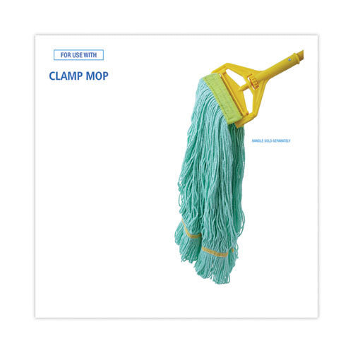 Ecomop Looped-end Mop Head, Recycled Fibers, Medium Size, Green, 12/carton