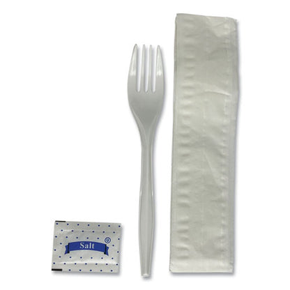 Three-piece Utensil Set, Fork/napkin/salt Packet, White, 500/carton