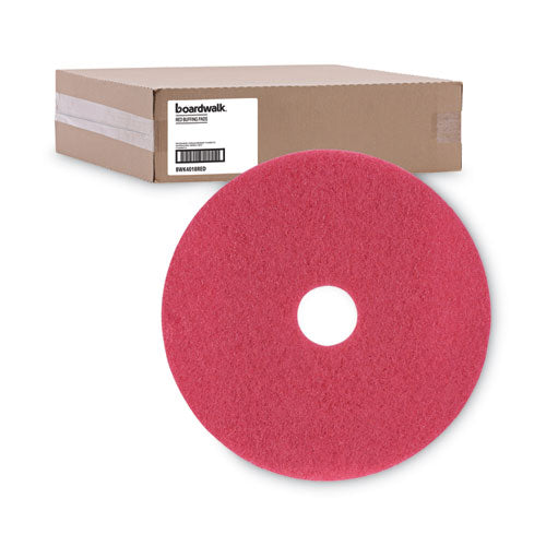 Buffing Floor Pads, 18" Diameter, Red, 5/carton