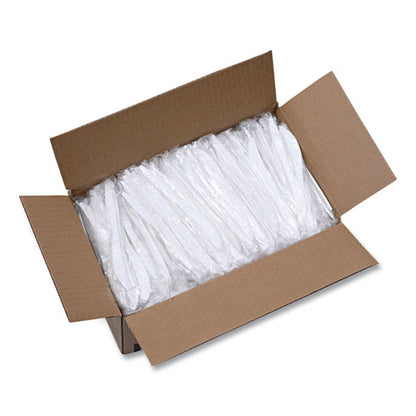 Mediumweight Wrapped Polypropylene Cutlery, Knives, White, 1,000/carton