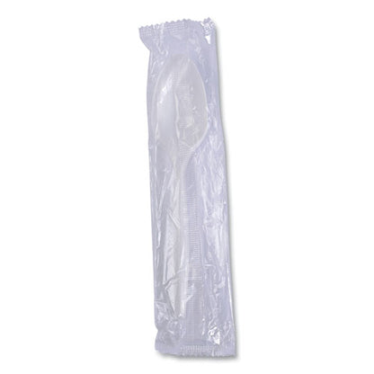 Mediumweight Wrapped Polypropylene Cutlery, Teaspoon, White, 1,000/carton