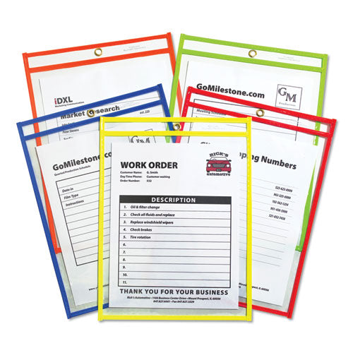 Stitched Shop Ticket Holders, Neon, Assorted 5 Colors, 75", 9 X 12, 25/bx