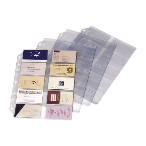 Poly Business Card Refill Pages, Clear, 20 Cards/sheet, 10 Sheets/pack