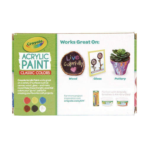 Acrylic Paint Set, Six Assorted Classic Colors, 2 Oz Bottles, 6/box