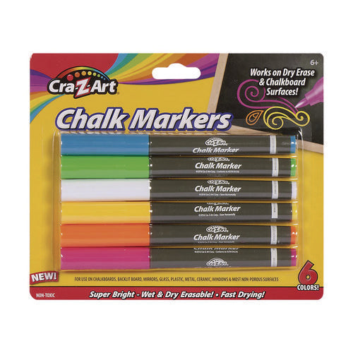 Chalk Markers, Assorted Colors, 6/pack