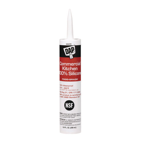 Commercial Kitchen Silicone Sealant, 9.8 Oz Tube, White