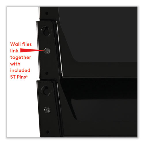 Docupocket Stackable Three-pocket Partition Wall File, 3 Sections, Letter Size, 13" X 4", Black