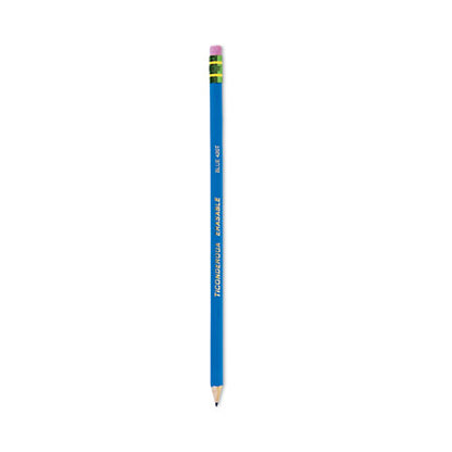 Erasable Colored Pencils, 2.6 Mm, 2b, Blue Lead, Blue Barrel, Dozen