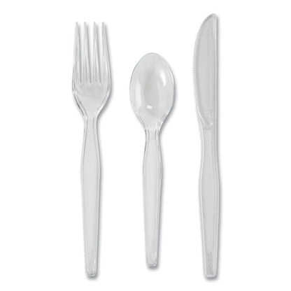 Heavyweight Polystyrene Cutlery, Clear, Knives/spoons/forks, 180/pack, 10 Packs/carton
