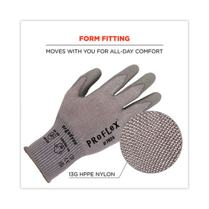 Proflex 7024 Ansi A2 Pu Coated Cr Gloves, Gray, Large, Pair