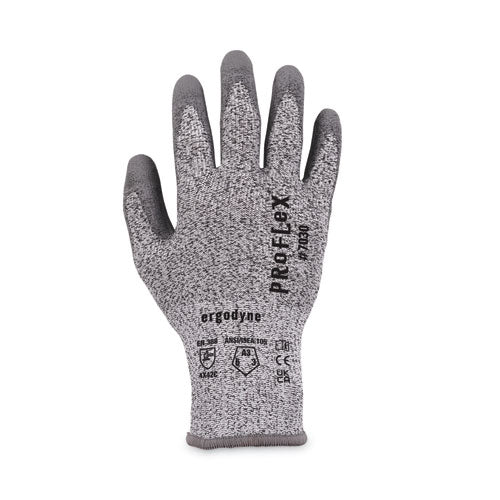 Proflex 7030 Ansi A3 Pu Coated Cr Gloves, Gray, Large, 12 Pairs/pack